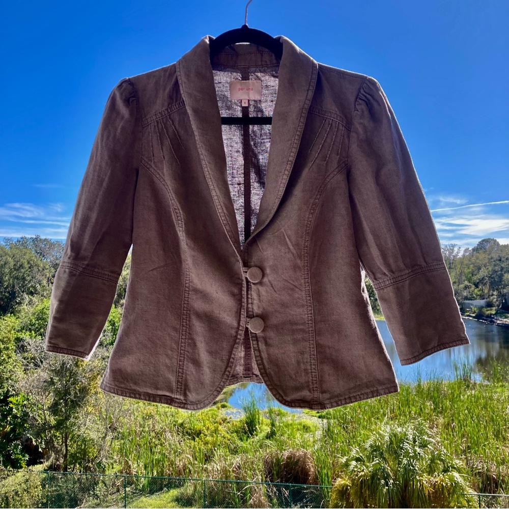 PER UNA Marks Spencer blazer/jacket/coat/womens vintage style/Linen/Cotton Sz 8